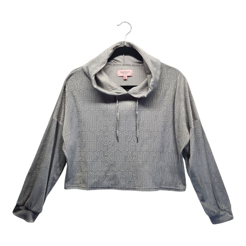 Juicy Couture Super Soft Gray Cropped Hooded Sleepwear Pullover LARGE